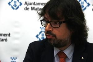 El secretario de Infraestructures i Mobilitat, Ricard Font, durante la rueda de prensa sobre los nuevos accesos a Mataró-Oeste. 