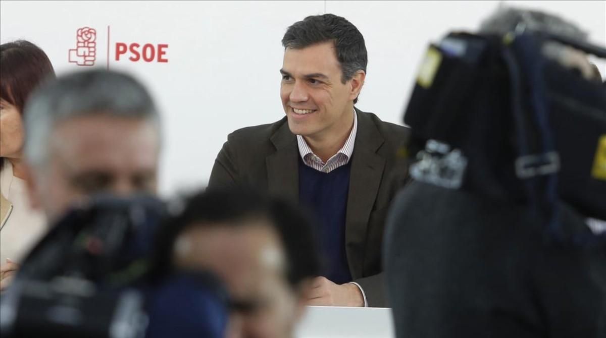 Sánchez, este lunes, durante la reunión de la ejecutiva del PSOE. Sánchez, este lunes, durante la reunión de la ejecutiva del PSOE.