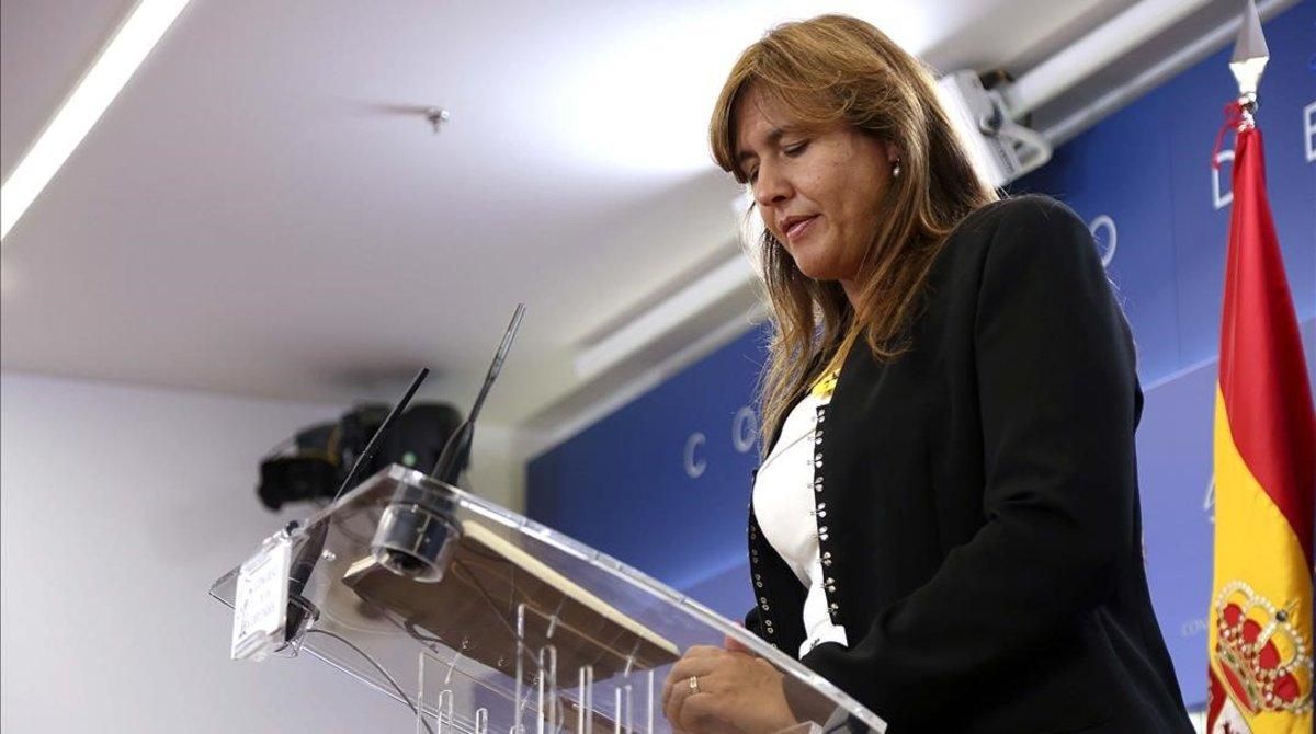 La diputada de JxCat Laura Borràs en una rueda de prensa en el Congreso, este 17 de septiembre La diputada de JxCat Laura Borràs en una rueda de prensa en el Congreso, este 17 de septiembre