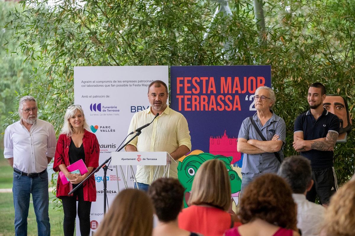 El alcalde de Terrassa, Jordi Ballart, durante la presentación del programa de la fiesta mayor.