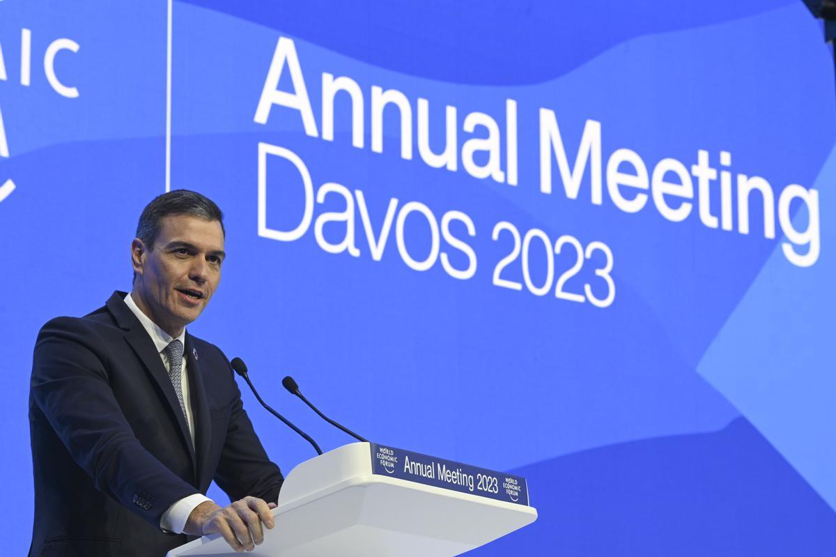 Pedro Sánchez en Davos. 