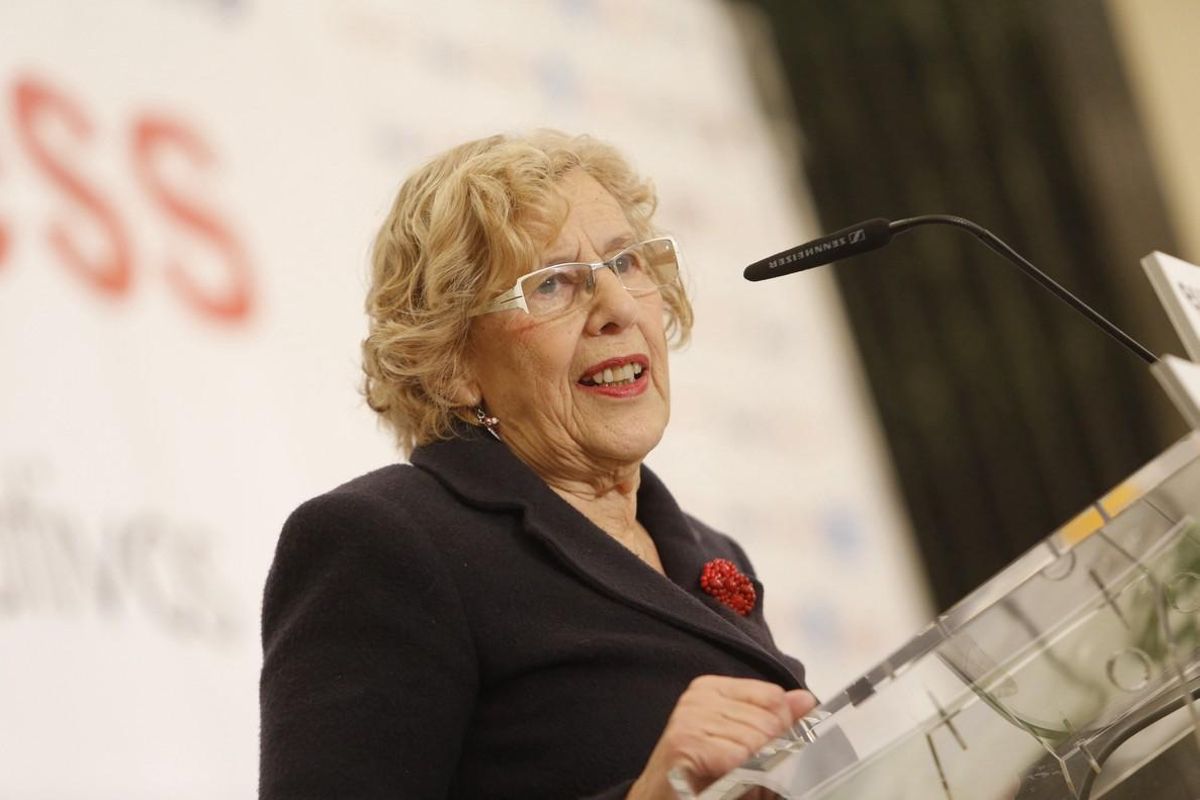 La alcaldesa de Madrid Manuela Carmena, durante un desayuno informativo. La alcaldesa de Madrid Manuela Carmena, durante un desayuno informativo.