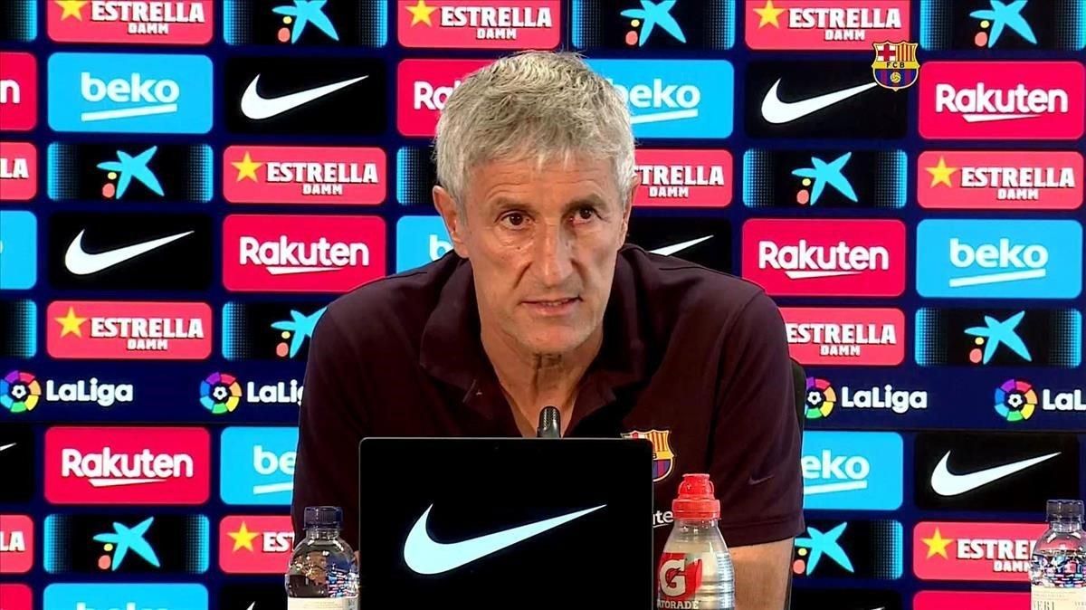 Setién, en rueda de prensa. Setién, en rueda de prensa.