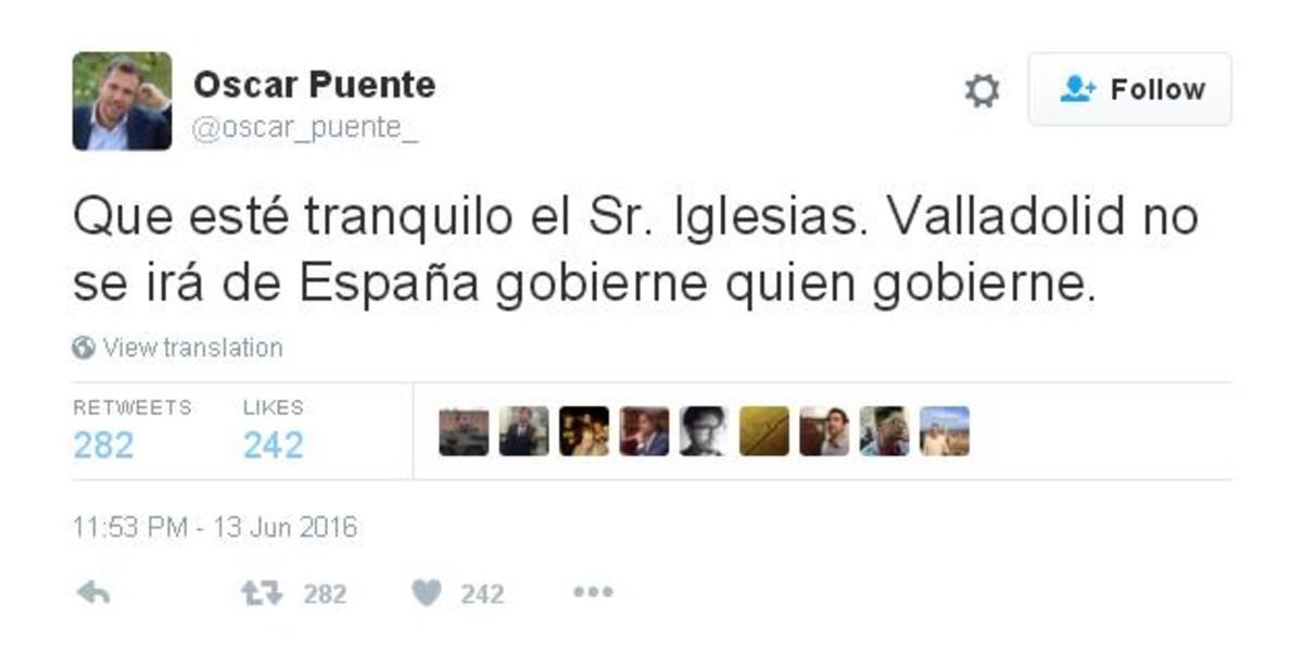 El alcalde de Valladolid responde a Pablo Iglesias que no se independizarán