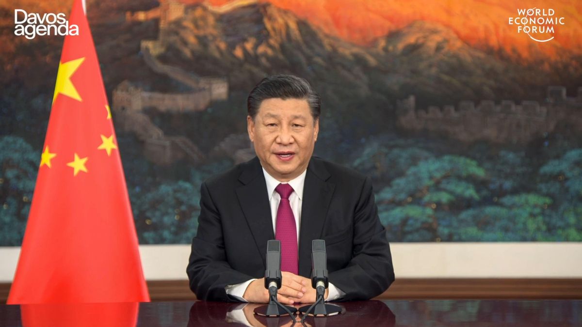 El presidente chino, Xi Jinping, durante su intervención telemática en el Fórum Económico Mundial de Davos. El presidente chino, Xi Jinping, durante su intervención telemática en el Fórum Económico Mundial de Davos.