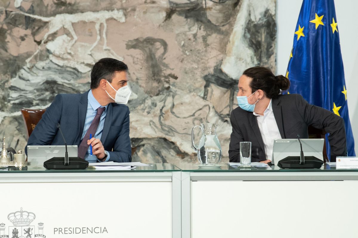 Pedro Sánchez y Pablo Iglesias durante el último Consejo de Ministros del líder morado Pedro Sánchez y Pablo Iglesias durante el último Consejo de Ministros del líder morado