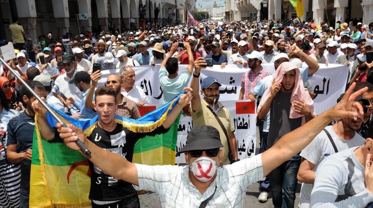 Protesta el pasado 10 de junio en Rabat en solidaridad con el movimiento ’Hirak de Alhucemas.