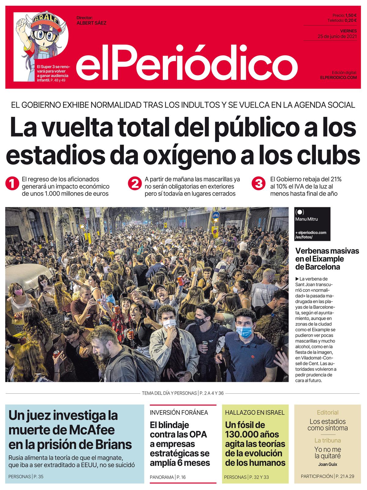 La portada de EL PERIÓDICO del 25 de junio de 2021 La portada de EL PERIÓDICO del 25 de junio de 2021