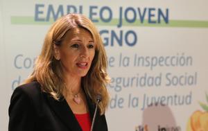 La vicepresidenta tercera, Yolanda Díaz, en un acto de Inspección de Trabajo.