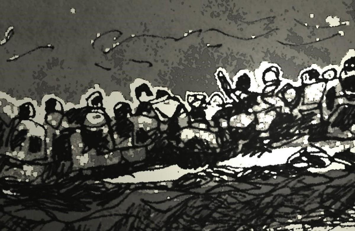 Dibujo para ’Lesbos. Better days for Moira’, de Joan-Carles Roca Sans. 