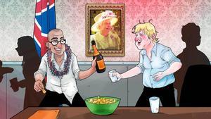 Ilustración de Boris Johnson, el superviviente de las mil fiestas.