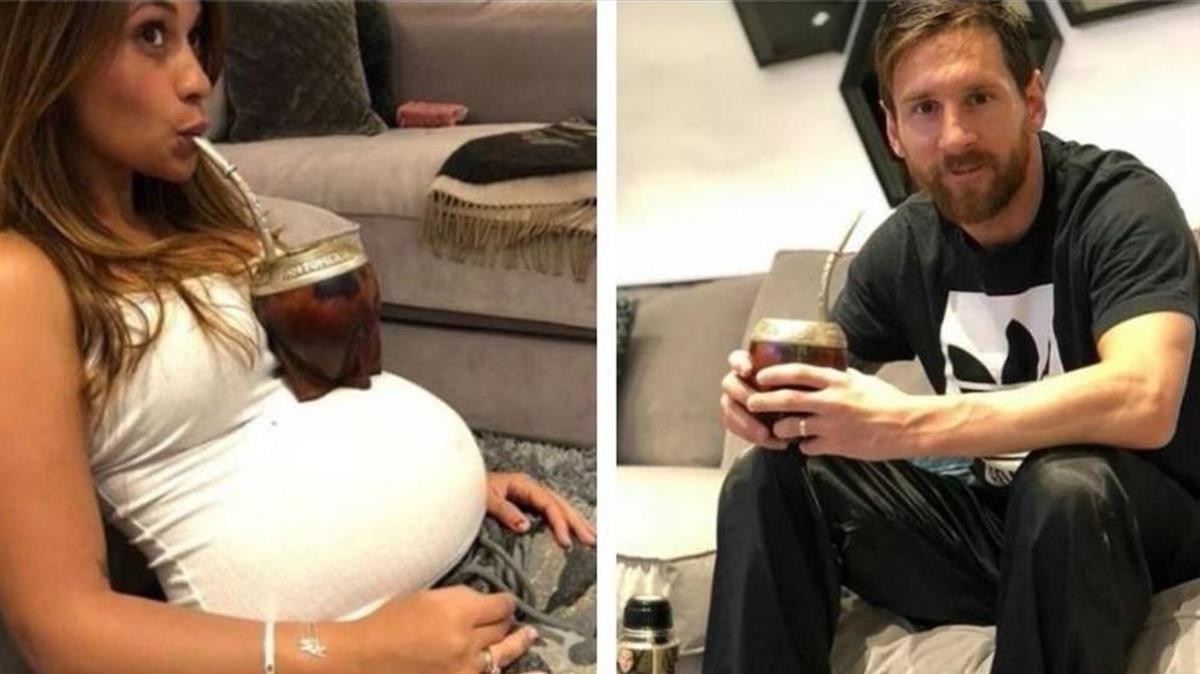 Instagram de Antonela y leo Messi, bebiendo mate.