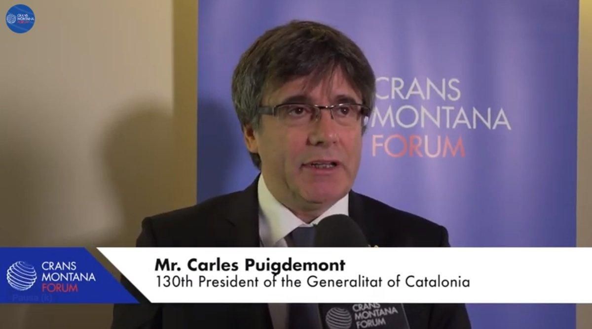 Puigdemont, entrevistado en el foro Crans Montana en el 2018. Puigdemont, entrevistado en el foro Crans Montana en el 2018.