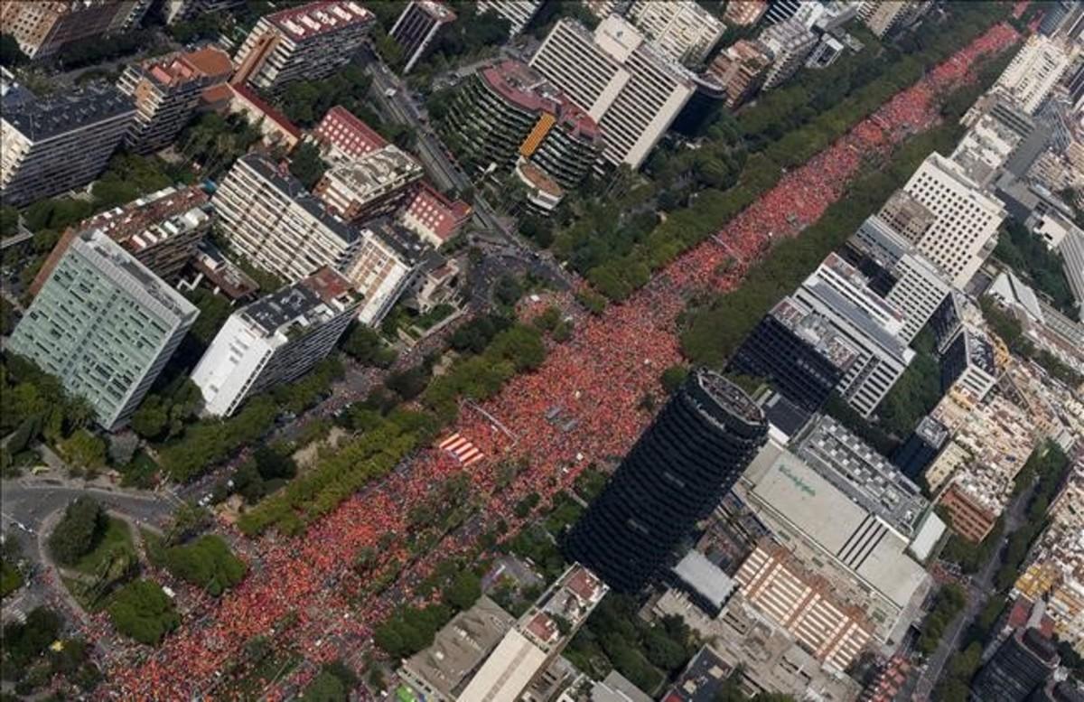 Imagen de la manifestación en la Diagonal de Barcelona