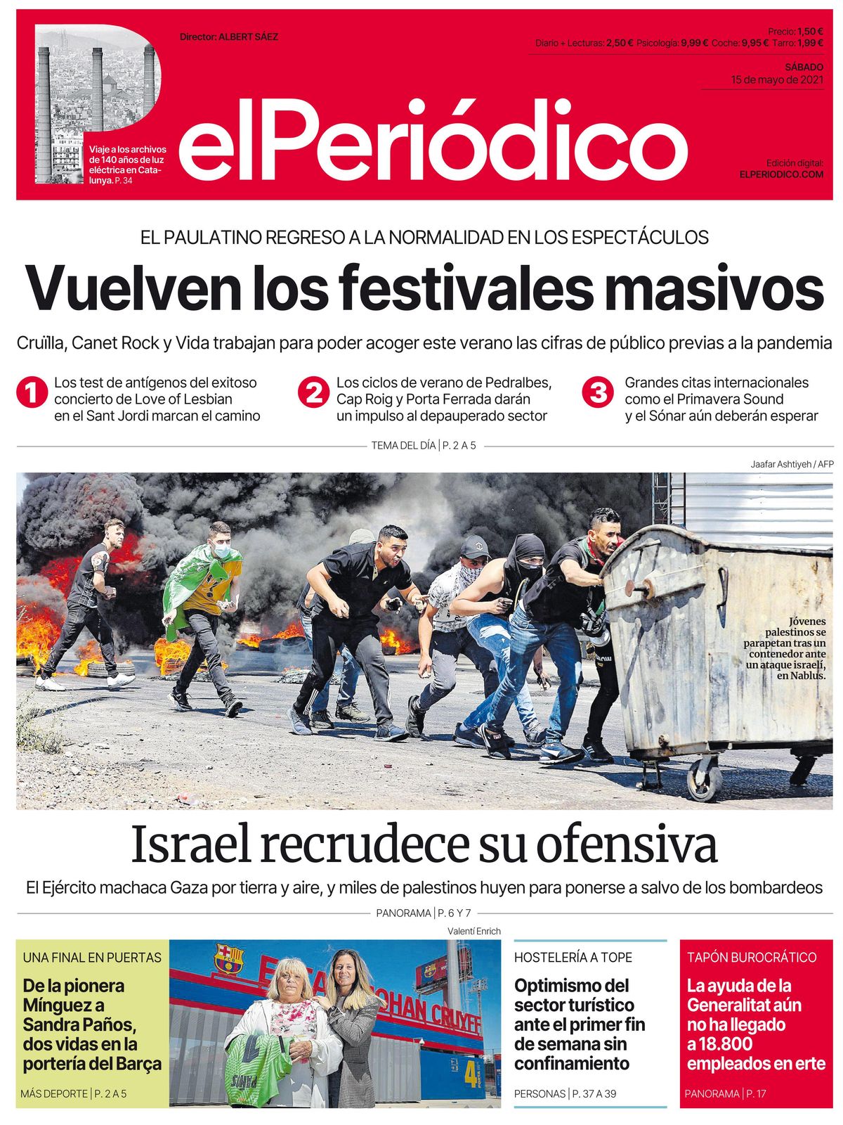 La portada de EL PERIÓDICO del 15 de mayo de 2021 La portada de EL PERIÓDICO del 15 de mayo de 2021