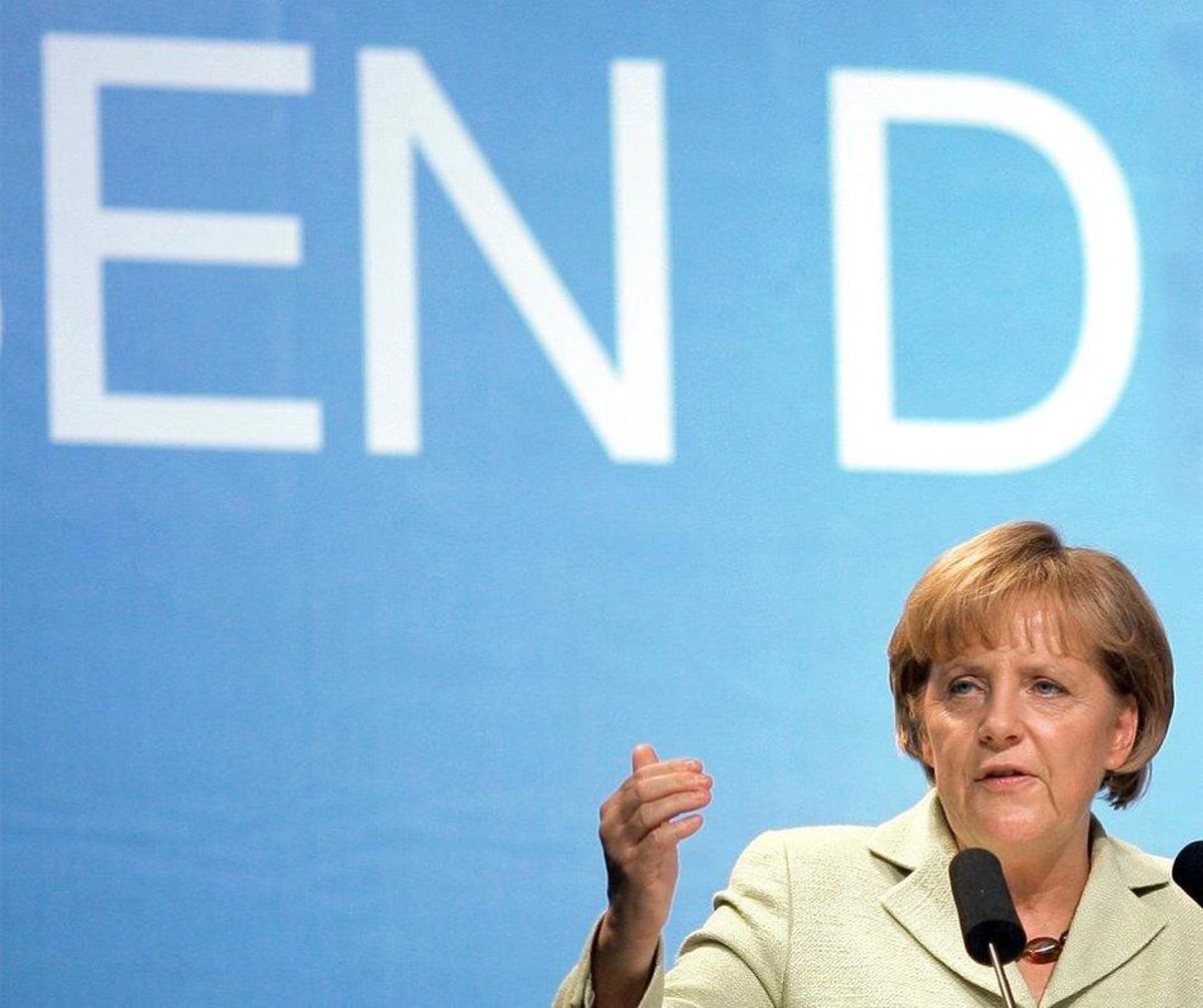 Una fotografía del 9 de setpiembre de 2009, mientras Angela Merkel da un discurso en Magdeburg de cara a las elecciones parlamentarias. Una fotografía del 9 de setpiembre de 2009, mientras Angela Merkel da un discurso en Magdeburg de cara a las elecciones parlamentarias.