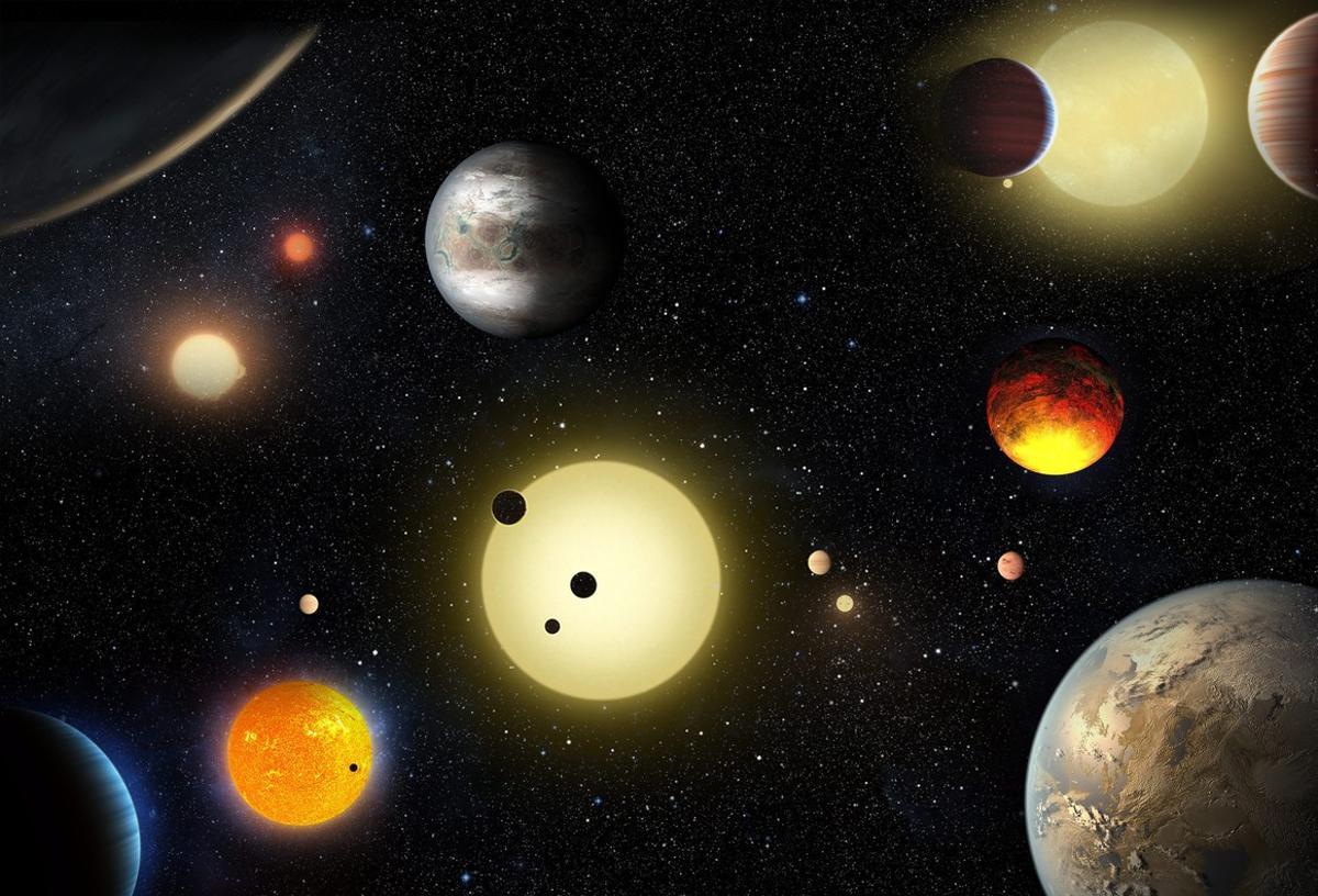 Imagen cedida por la NASA de un concepto artístico de planetas descubiertos por el telescopio espacial ’Kepler’. 