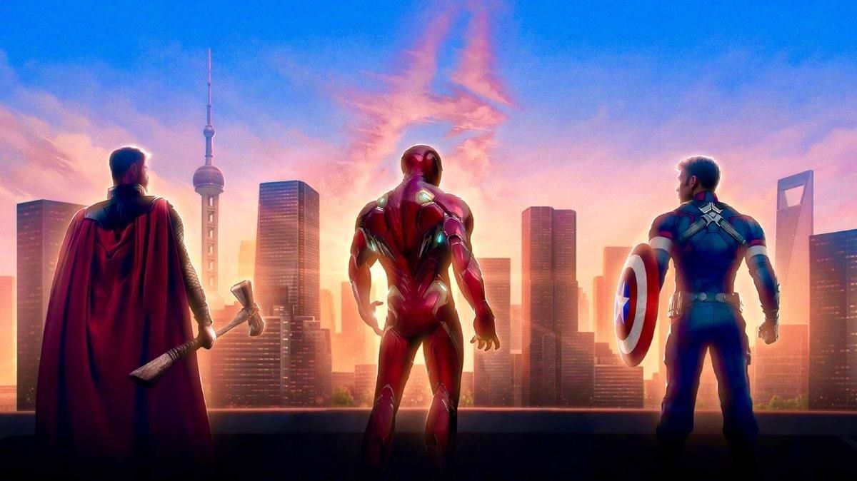 Una imagen promocional de ’Vengadores: Endgame’, con Thor, Iron Man y Capitán América Una imagen promocional de ’Vengadores: Endgame’, con Thor, Iron Man y Capitán América