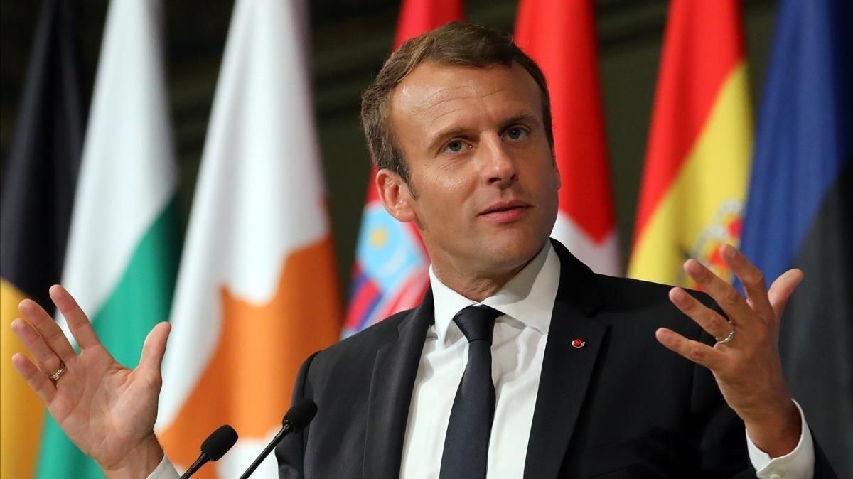 Macron, durante su discurso en la Sorbona, en París, el 26 de septiembre. Macron, durante su discurso en la Sorbona, en París, el 26 de septiembre.