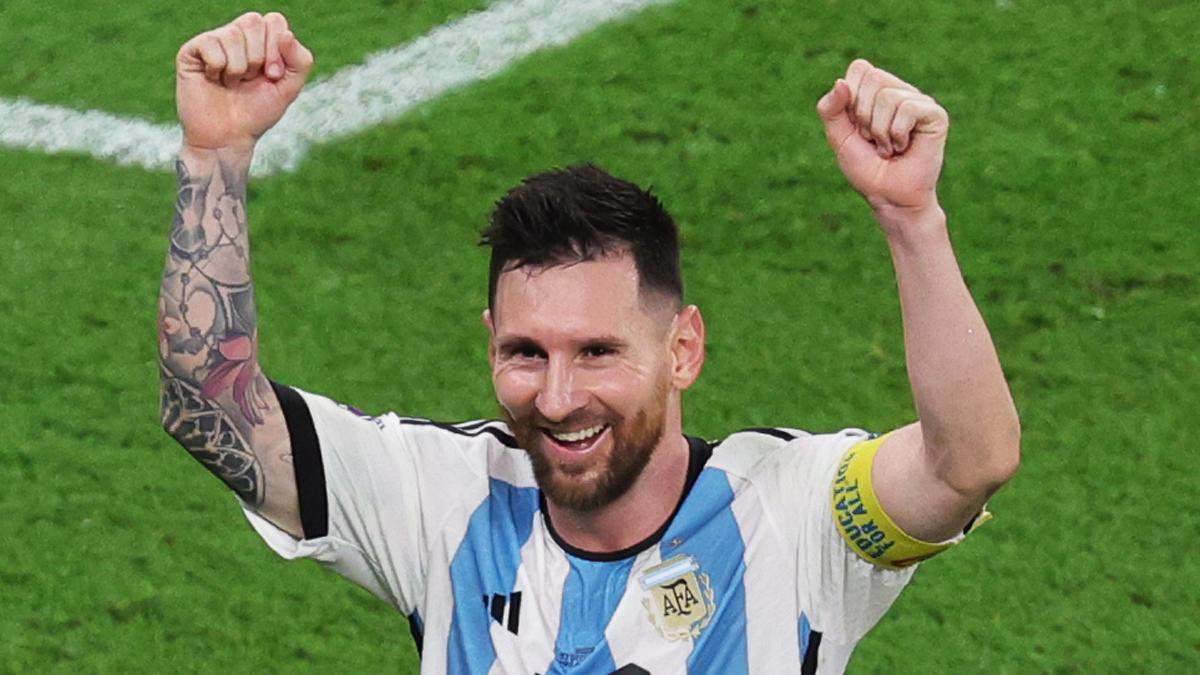 Messi, de celebración al acabar el partido.