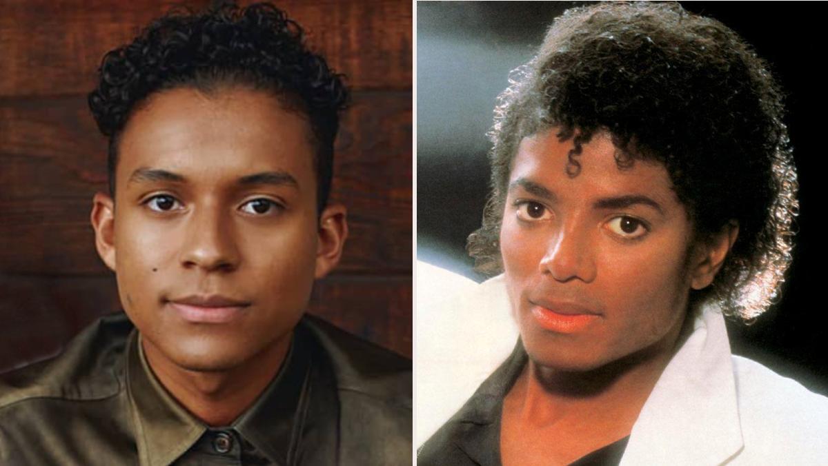 Jaafar Jackson y su tío, Michael Jackson, en la portada de su mítico álbum ’Thriller’.