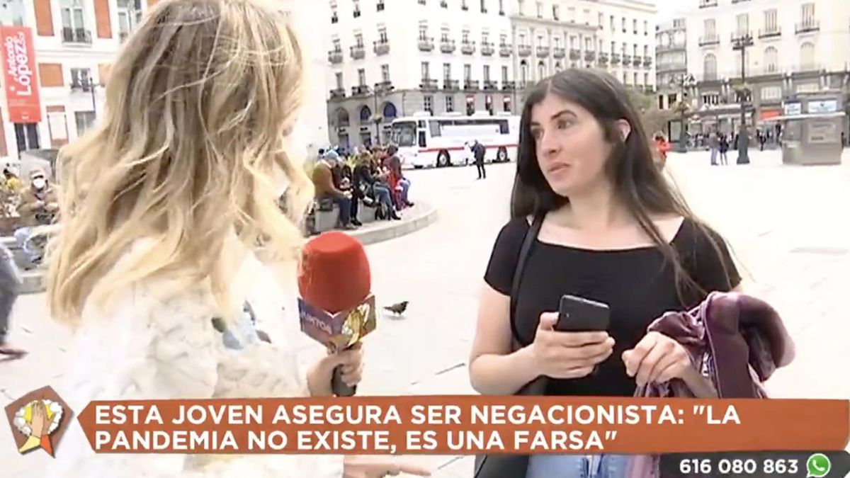 Una periodista de Telemadrid se enfrenta a una joven negacionista: "Tengo 29 años y estuve ingresada por covid" Una periodista de Telemadrid se enfrenta a una joven negacionista: "Tengo 29 años y estuve ingresada por covid"