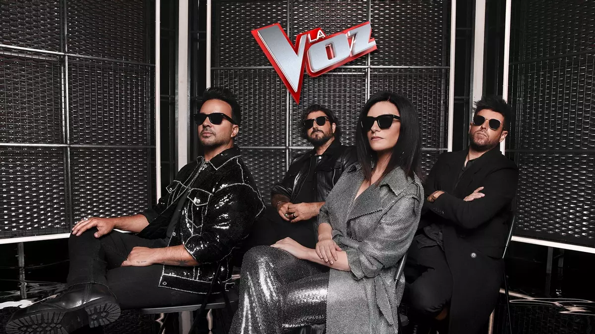 Luis Fonsi, Antonio Orozco, Laura Pausini y Pablo López, en una foto promocional de ’La voz’.