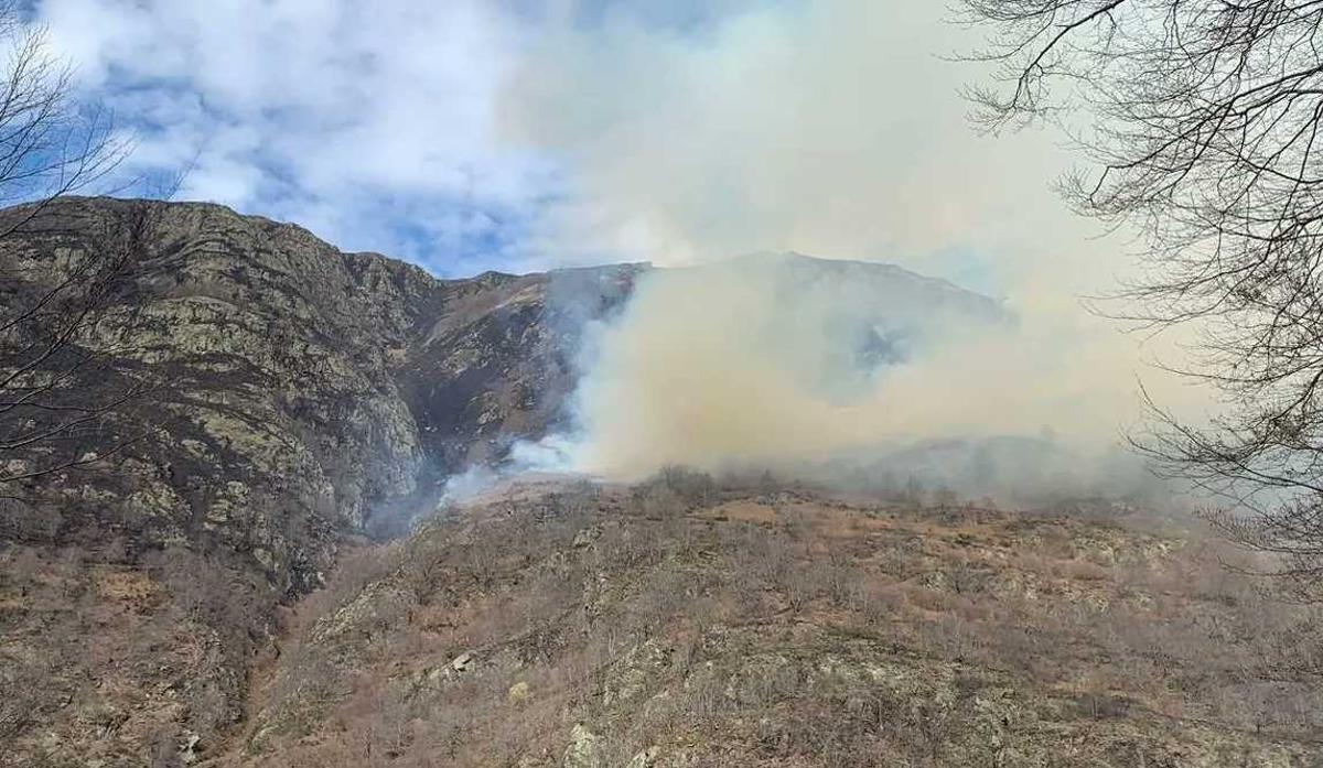 El incendio reactivado esta tarde en Canejan, Vall d’Aran.