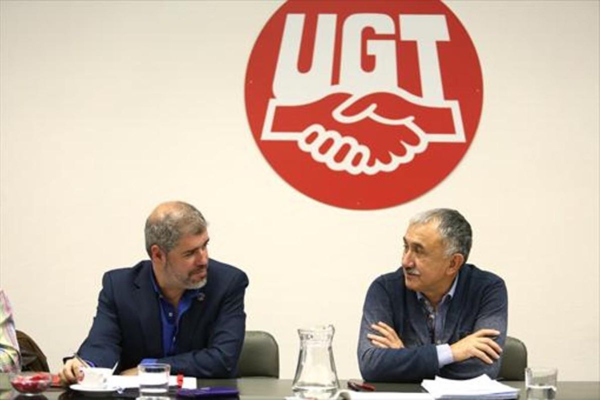 Unai Sordo (CCOO) y Pepe Álvarez (UGT). Unai Sordo (CCOO) y Pepe Álvarez (UGT).