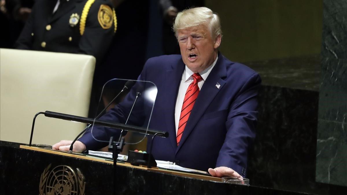 El presidente Donald Trump durante la sesión de la Asamblea General de las Naciones Unidas en Nueva York.