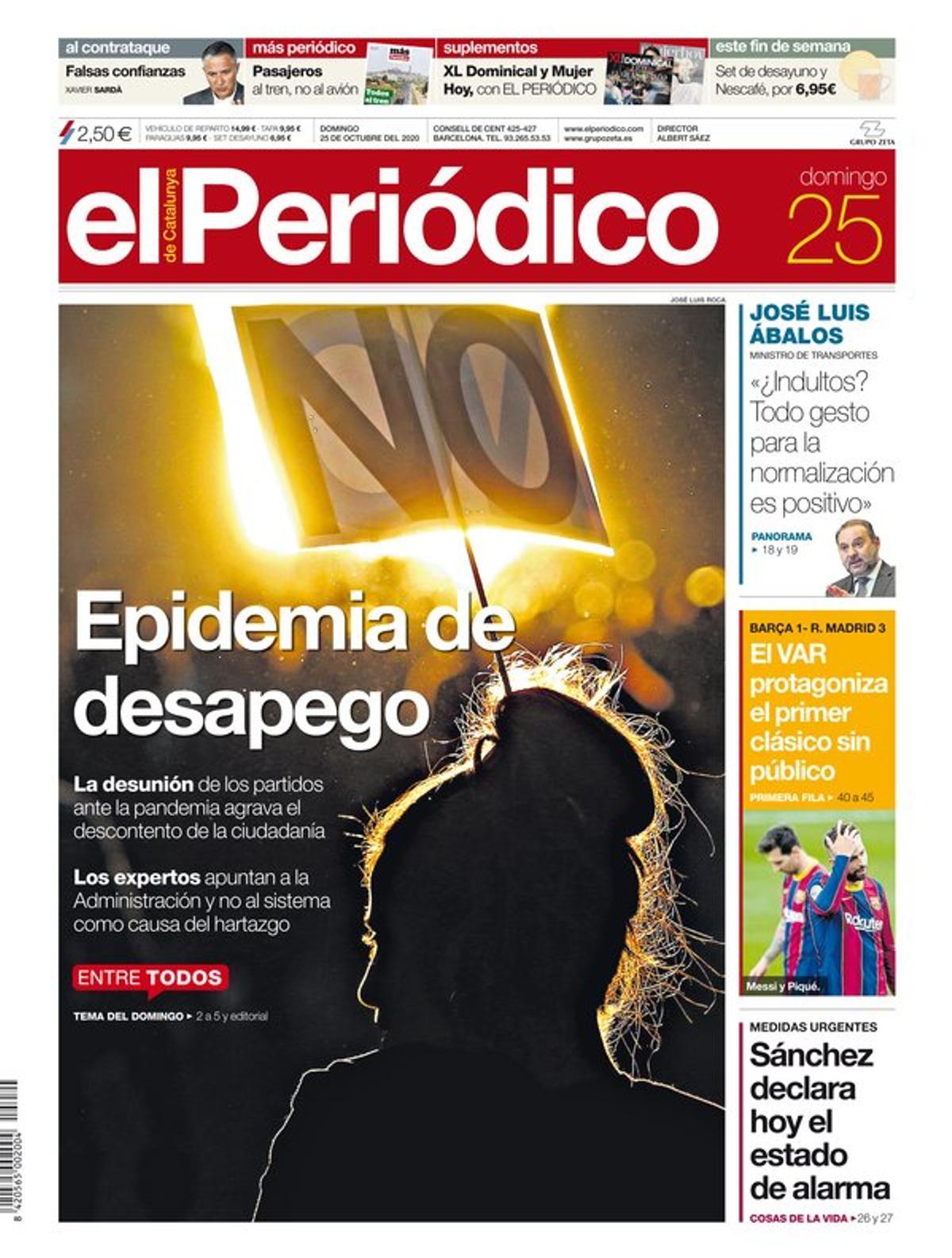 La Portada De EL PERIÓDICO Del 25 De Octubre Del 2020