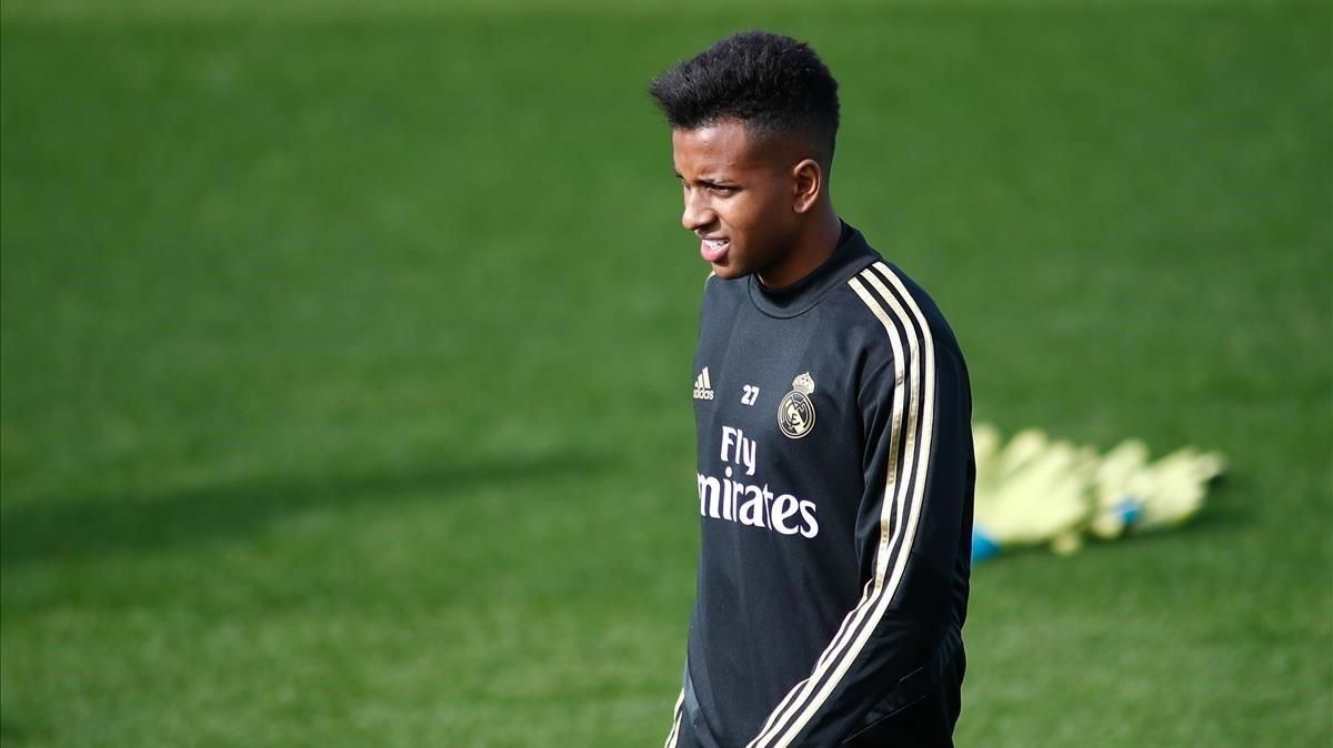 Rodrygo, jugador del Madrid, en un entrenamiento. Rodrygo, jugador del Madrid, en un entrenamiento.