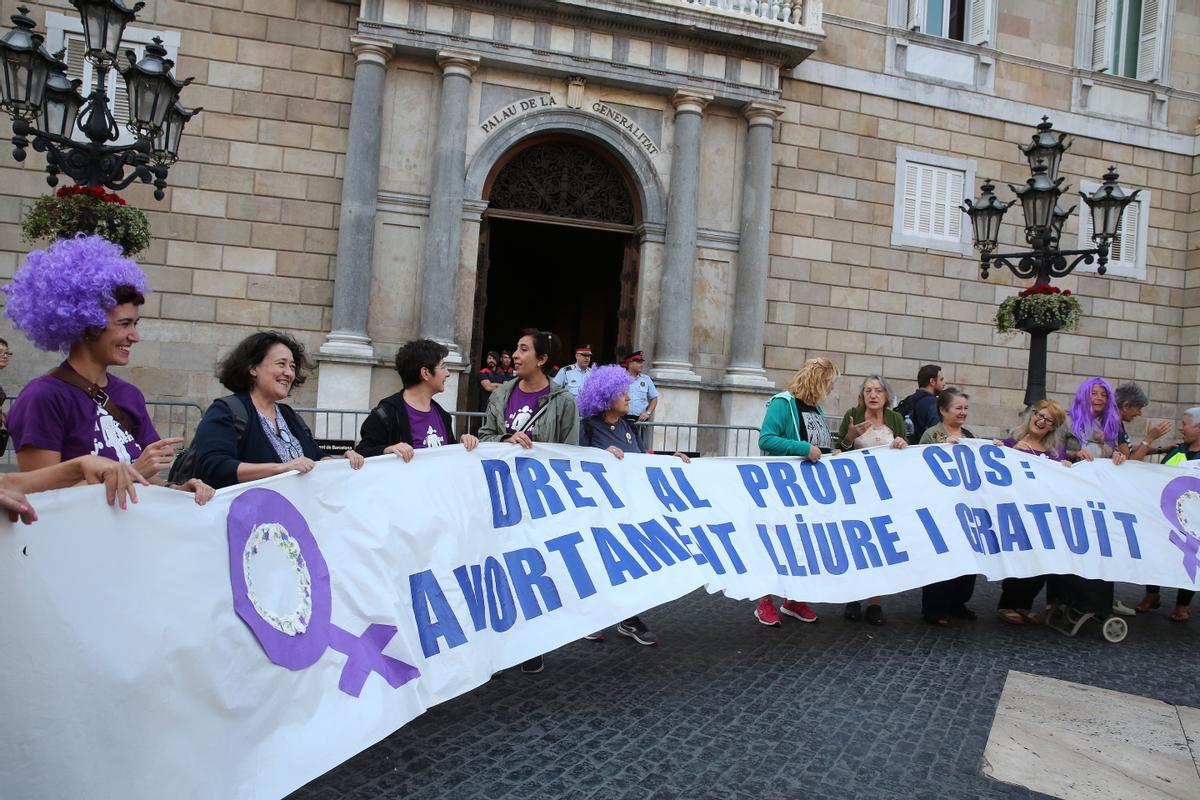 Manifestación a favor del aborto, en Barcelona. 