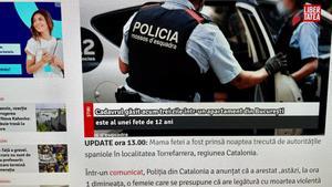 Captura del portal digital de Libertatea que hace alusión a la detención de Alpicat. 