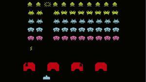 Una pantalla del pionero videojuego de ’arcade’ Space Invaders, popularmente conocido como ’los marcianitos’.