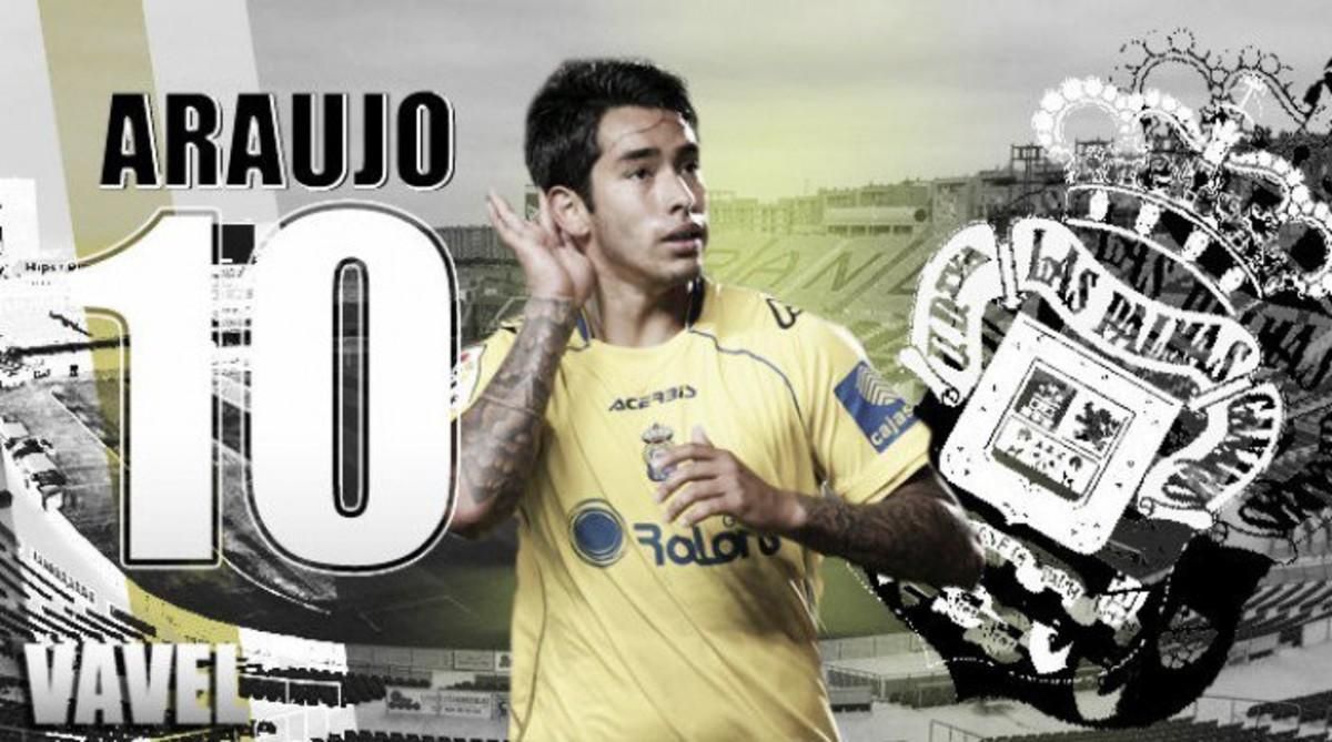 Araujo, en un fotomontaje promocional de la Unión Deportiva Las Palmas. Araujo, en un fotomontaje promocional de la Unión Deportiva Las Palmas.