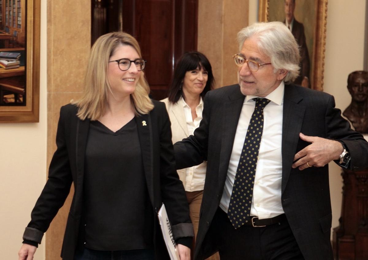 La ’exconsellera’ y exconcejal Elsa Artadi y el presidente de Foment, Josep Sánchez Llibre.