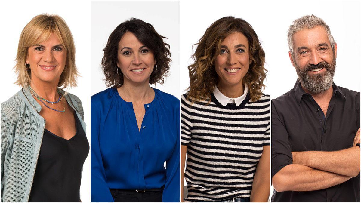 Gemma Nierga, Lídia Heredia, Helena García Melero y Roger de Gràcia, presentadores de ’La Marató’ del 30º aniversario.