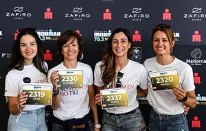 Sara Argerich, Elisabeth Stampa, María Gijón y Miriam Clos en el Zafiro IRONMAN 70.3 Alcúdia-Mallorca 2023