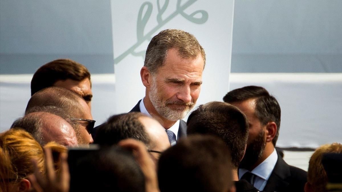 Felipe VI, en el acto celebrado este viernes en Barcelona. Felipe VI, en el acto celebrado este viernes en Barcelona.