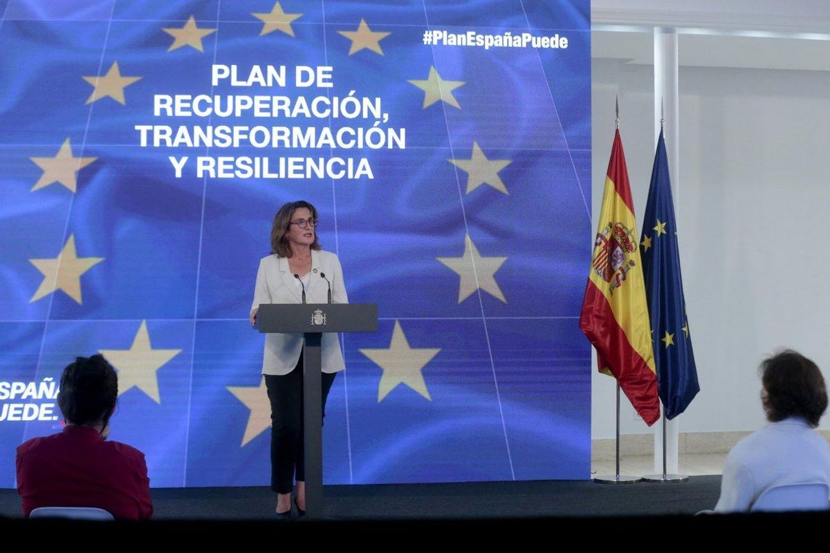La vicepresidenta cuarta del Gobierno, Teresa Ribera, durante la presentación del plan de recuperación, este 7 de octubre en la Moncloa. La vicepresidenta cuarta del Gobierno, Teresa Ribera, durante la presentación del plan de recuperación, este 7 de octubre en la Moncloa.