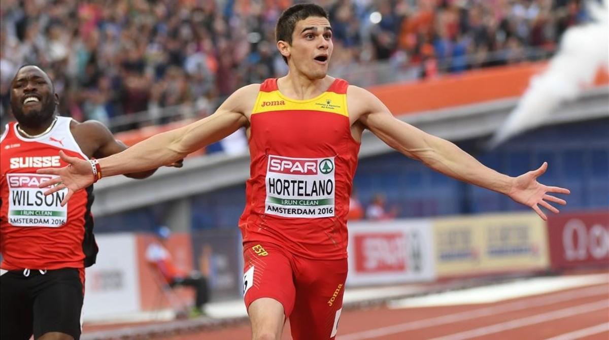 Bruno Hortelano, cuando ganó la medalla en los Europeos de Amsterdam.