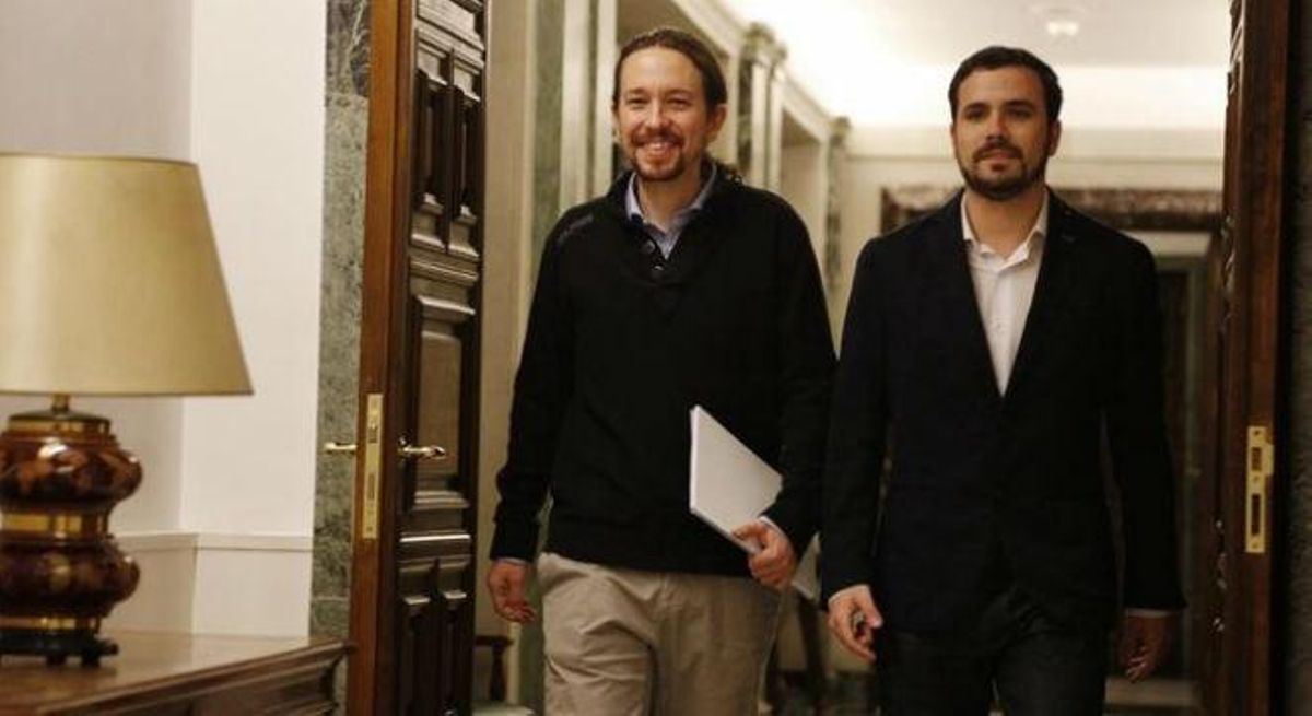 Pablo Iglesias y Alberto Garzón en el Congreso de los Diputados. Pablo Iglesias y Alberto Garzón en el Congreso de los Diputados.