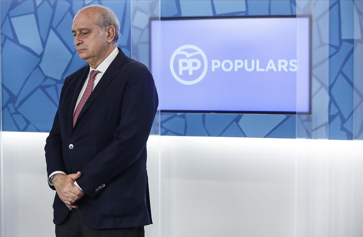 El ministro de Interior en funciones, Jorge Fernández Díaz, en una reciente junta directiva del PP catalán