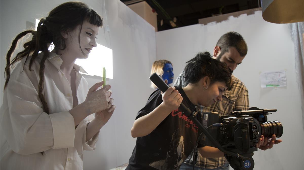 Cristina Díez-Madroñero, durante el rodaje de uno de sus cortometrajes.