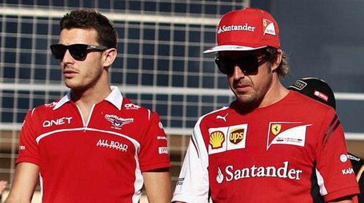 Jules Bianchi y Fernando Alonso, en una foto extraída del Twitter del piloto asturiano.