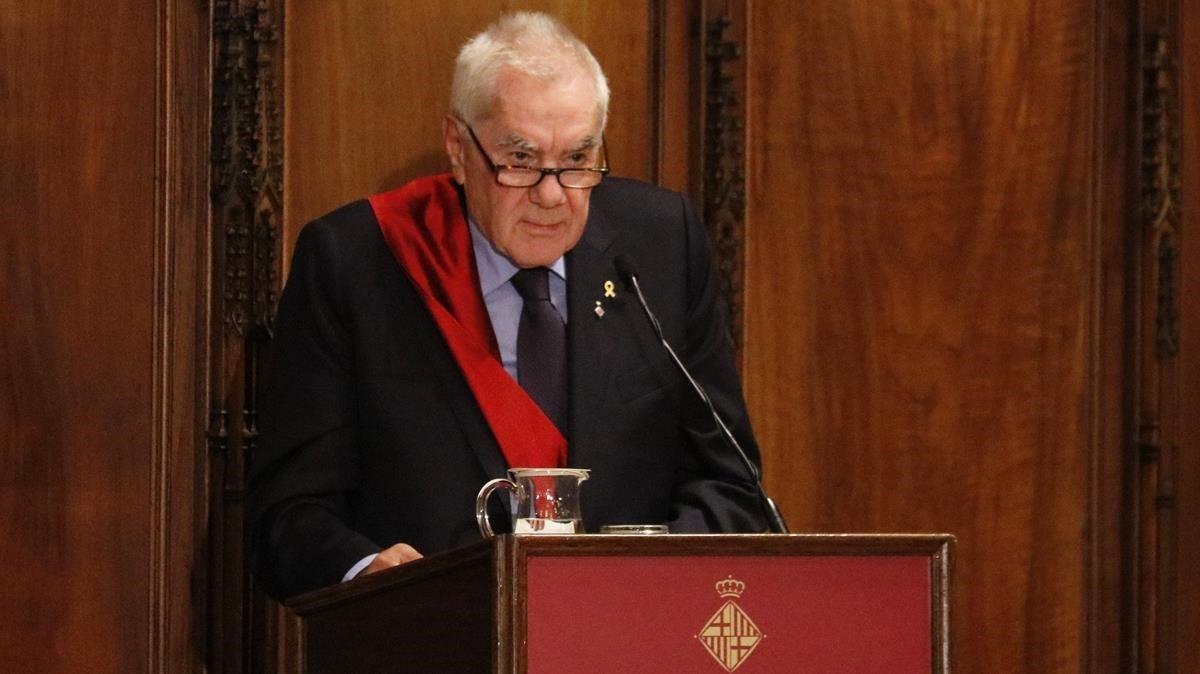 Ernest Maragall, durante su intervención, en el pleno de constitución del Ayuntamiento de Barcelona.