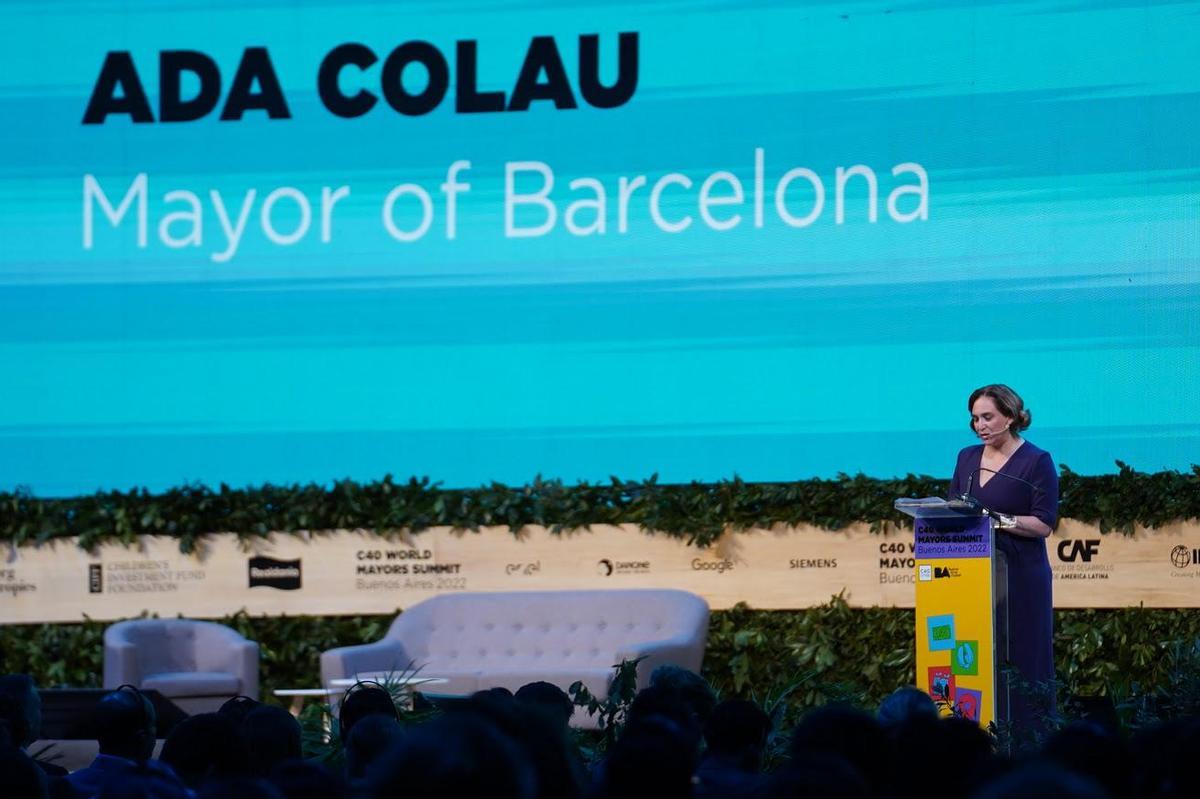Ada Colau, durante su intervención en la cumbre de alcaldes de Buenos Aires