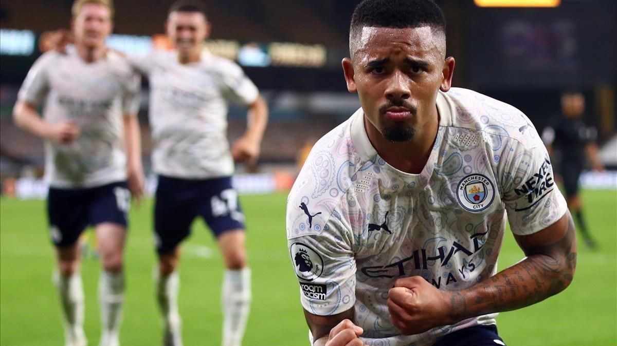 Gabriel Jesus celebra el tercer y definitivo gol del City. Gabriel Jesus celebra el tercer y definitivo gol del City.