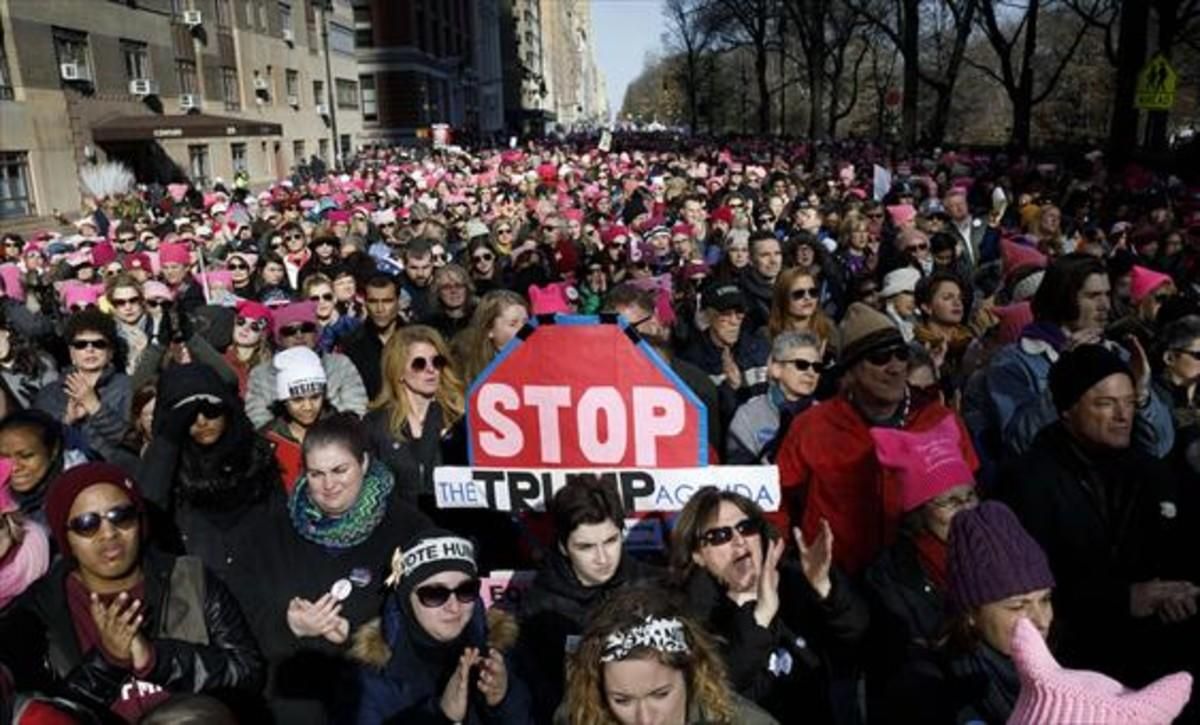Multitudinaria manifestación contra Trump en Nueva York, ayer. Multitudinaria manifestación contra Trump en Nueva York, ayer.